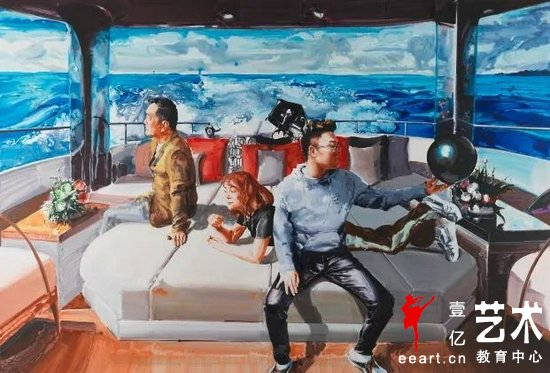 参展作品:《带着爸爸去旅行》 200×300CM 布面丙烯 2021(图片由王承云工作室提供)